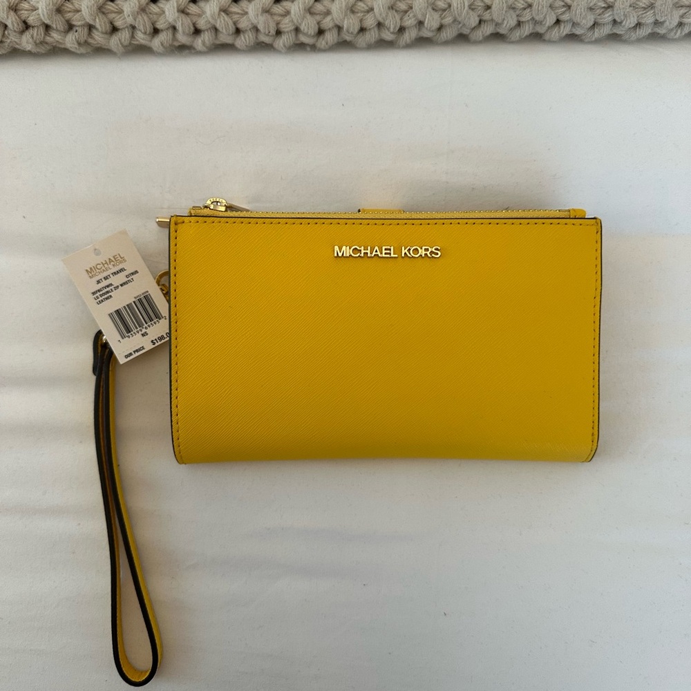 Yellow Michael Kors Wristlet Wallet